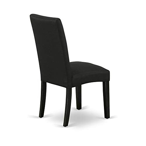 East West Furniture LGDR9-BLK-24 9 Piece Dining Room Set Includes a Rectangle Kitchen Table with Butterfly Leaf and 8 Black Color Linen Fabric Upholstered Chairs, 42x84 Inch, Black East West Furniture