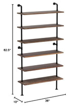 Anynice 6 Tier Industrial Ladder Pipe Shelf Bookcase, Rustic Wall Mounted Pipe Bookshelves for Decor and Storage Anynice