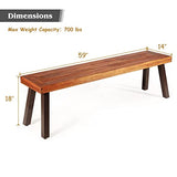 Tangkula Outdoor Acacia Wood Bench, Patio Dining Bench Picnic Bench with Steel Legs, Wooden Bench for Porch Garden Poolside Living Room Balcony, Ideal for Indoor & Outdoor Use (1, Teak) Tangkula