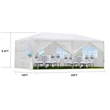 10' X 20' Outdoor Wedding Party Tent Canopy Tent with 6 Removable Sidewalls, Heavy Duty Waterproof Gazebo Patio Shelter for BBQ Camping Party Cater Events Gaderth