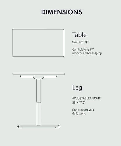 FLEXISPOT Standing Desk 48 x 30 Inches Height Adjustable Electric Sit Stand Home Office Desks Whole Piece Desk Board (Black Frame + Black top,2 Packages) - WoodArtSupply