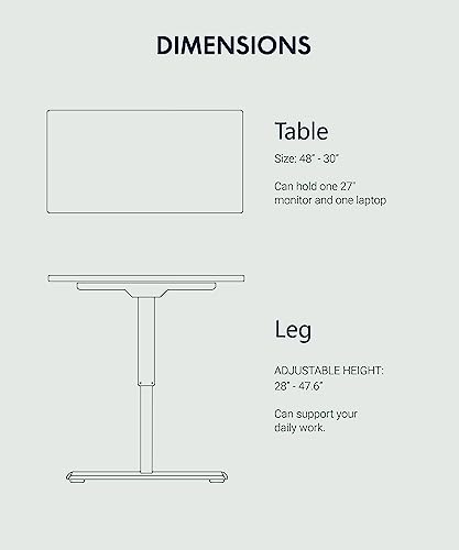 FLEXISPOT Standing Desk 48 x 30 Inches Height Adjustable Electric Sit Stand Home Office Desks Whole Piece Desk Board (Black Frame + Black top,2 Packages) FLEXISPOT