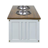 Casual Home 603-15 Wooden Storage Stand Pet Feeder, Two-Tone (Warm Brown, White), One Size Casual Home