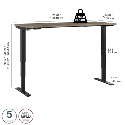 Bush Business Furniture Move 40 Electric Height Adjustable Desk with Black Base, Ergonomic Sit-Stand Computer Table for Home and Professional Office, Bush Business Furniture