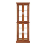 6-Tier Lighted Curio Cabinet with Adjustable Shelves, Mirrored Back & Tempered Glass Doors - Walnut Finish, Perfect for Collectibles, Antiques, or Home Decor (E26 Bulb Not Included) Anveffeg