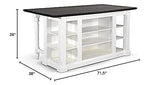 Sunny Designs Carriage House 71.5" Wood Kitchen Island in White/Dark Brown Sunny Designs