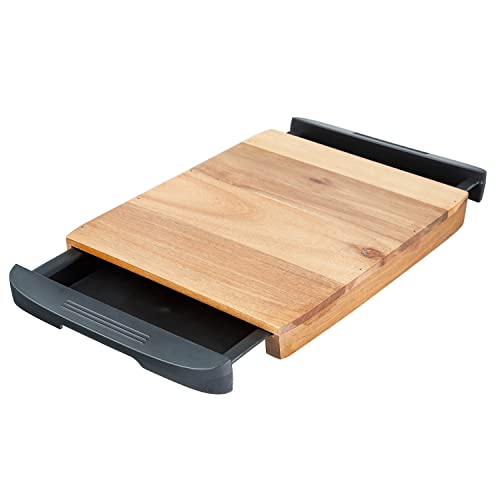 Glad Acacia Wood Cutting Board with Slide Out Trays | Catches Food and Waste | Solid Wooden Butcher Block with Removable Drawers | Kitchen Cooking - WoodArtSupply