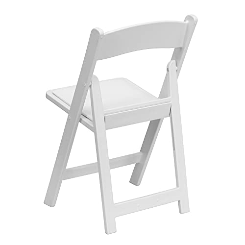 EMMA + OLIVER Set of 4 Lightweight Resin Folding Chairs in White, Comfortable 800LB Weight Capacity Chair - WoodArtSupply