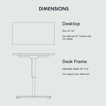 FLEXISPOT Height Adjustable Desk 48 x 30 inch Electric Standing Desk Whole-Piece Desk Board Stand Up Desk for Home Office (Gray Frame + 48" Natural Top) - WoodArtSupply