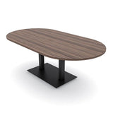 SKUTCHI DESIGNS INC. 7' Racetrack Shaped Conference Room Table | Square Matte Black Base | Harmony Series | 6 Person Table | Natural Eucalyptus SKUTCHI DESIGNS INC.
