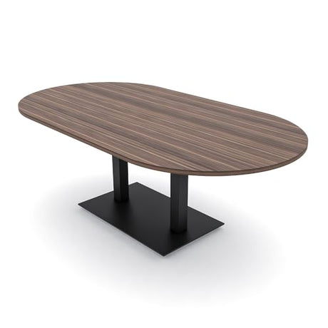 SKUTCHI DESIGNS INC. 7' Racetrack Shaped Conference Room Table | Square Matte Black Base | Harmony Series | 6 Person Table | Natural Eucalyptus SKUTCHI DESIGNS INC.