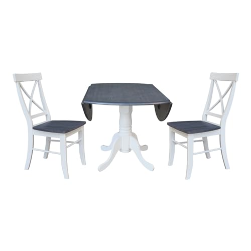 IC International Concepts Chairs Dining Table Set, White/Heather Gray - WoodArtSupply