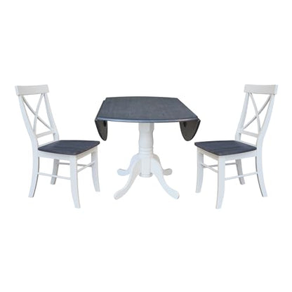 IC International Concepts Chairs Dining Table Set, White/Heather Gray - WoodArtSupply