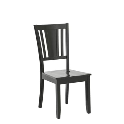 East West Furniture DUC-BLK-W Dudley Dining Room Chairs - Slat Back Solid Wood Seat Chairs, Set of 2, Black - WoodArtSupply