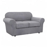 H.VERSAILTEX 3 Piece Stretch Sofa Covers for 2 Cushion Loveseat Couch Covers for Living Room Sofa Slipcovers (Base Cover Plus 2 Seat Cushion Covers) Thicker Jacquard Fabric(Medium Sofa, Dove) H.VERSAILTEX