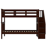 Ball & Cast Twin-Over-Twin Bunk Bed with Storage Ladder and Full-Length Guard Rail,Wood Bunkbed w/Slat Support,Space Saving,Bedframe Furniture for Student Dorms,Studio,Espresso Ball & Cast