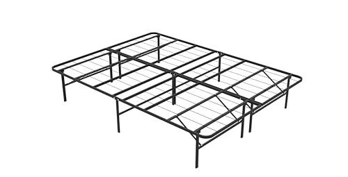 MAKE CHANGES Queen Folding Bed Frame, Heavy Duty Metal Queen Platform with 14" Storage, Easy Assembly, No Box Spring Needed, RV & Motel Ready MAKE CHANGES