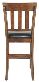Signature Design by Ashley Ralene Traditional 26" Counter Height Faux Leather Seat Barstool, 2 Count, Brown Signature Design by Ashley