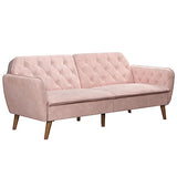 Novogratz Tallulah Memory Foam Futon, Convertible Couch, Pink Velvet Novogratz