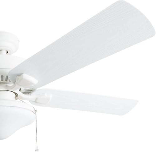 Honeywell Ceiling Fans Belmar 52 Inch Ceiling Fan Without Light, Outdoor Ceiling Fan with Pull Chain, Tri-Mount Traditional 5 Blade Design, ETL Wet Rated, White (50198-01) Honeywell Ceiling Fans