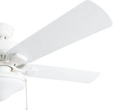 Honeywell Ceiling Fans Belmar 52 Inch Ceiling Fan Without Light, Outdoor Ceiling Fan with Pull Chain, Tri-Mount Traditional 5 Blade Design, ETL Wet Rated, White (50198-01) Honeywell Ceiling Fans