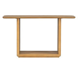 Merax Elegant Minimalist Console Table with Curved Corners, Natural Wood Veneer, U-Base Design Entryway Table for Displaying Treasures, Simple Assembly, Natural Merax