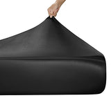 MILVOWOC Satin Fitted Sheet Twin XL, Black Single, Luxury Deep Pocket Bottom Bed Sheet, Soft Silky Bedding MILVOWOC