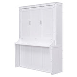 FAVSH Queen Size Murphy Bed with Shelf, Modern Solid Pine Wood Wall Bed, Space-Saving Hidden Bed,Fold-The-Way Bed for Bedroom,No Box Spring Needed,White FAVSH