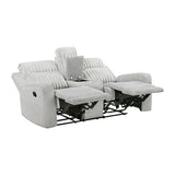 Lexicon Modern Double Recliner Loveseat with Center Console, Manual Wall Hugger Textured Microfiber Love Sac Couch, Plush Corduroy Channel Seat Back, Manual Recliner Loveseat, Light Gray Lexicon