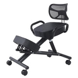 Ergonomic Height Adjustable Breathable Kneeling Chair Back Support Kneeling Chair with Leather Cushion Comfortable Mesh Backrest, Spine Alignment Support Zerone
