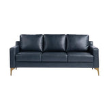 Serta Triton 78" Sofa, Transitional Modern, Dreamcoil Comfort, Metal Legs, Vegan Leather, Navy Blue Serta