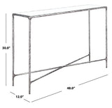 SAFAVIEH Couture Home Collection Jessa Silver Metal/Tempered Glass Top Entryway Living Room Rectangle Console Table (Fully Assembled) SAFAVIEH