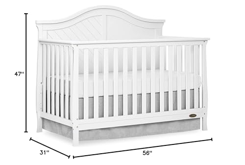 Dream On Me Kaylin 5-in-1 Convertible Crib in White, Greenguard Gold Certified 56x31x47 Inch (Pack of 1)