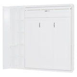 Ball & Cast Murphy Bed Full Size,Wall Chest with Shelves and 4 Drawers,Wood Hideaway Bed Cabinet Platform Bedframe w/LED Lights,can be Folded,Space-Saving,for Small Room,Dorms,White Ball & Cast