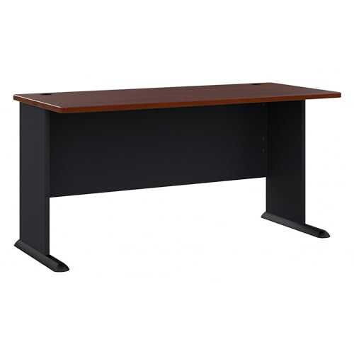 Bush Business Furniture Series A 60W Computer Desk in Hansen Cherry and Galaxy, Large Office Table for Home or Professional Workspace - WoodArtSupply