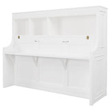 Fiorune Twin Size Horizontal Murphy Bed, Foldable Murphy Bed Cabinet with Desk and Storage Shelves, Space-Saving Hidden Wall Bed Frame for Small Spaces, Living Room, White Fiorune