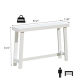 Bamboo 47.2" Narrow Console Table, Wood Farmhouse Side Table, Rectangular Entryway Table, Modern Sofa Table Behind Couch with Storage Shelves for Entrance, Living Room, Hallway, Foyer (White) Wisuce Essentials