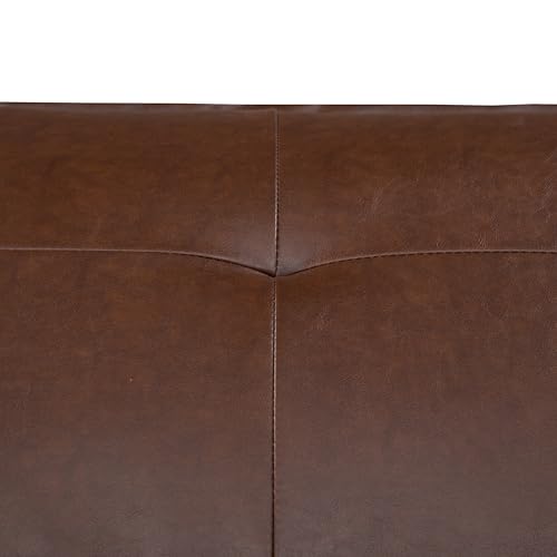 Brown Faux Leather Sofa Bed with Full Size Futon Frame, Convertible Reclining Couch with Tufted Backrest, Compact Sleeper Loveseat for Living Room, Guest Room, or Office – 64.6” (PU Leather, Brown) LIMNGZMEENN