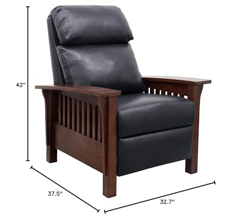 BarcaLounger Mission 7-3323 (Craftsman) All Leather Push Back Manual Recliner Chair - 5700-47 Shoreham Blue All Leather BarcaLounger