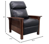 BarcaLounger Mission 7-3323 (Craftsman) All Leather Push Back Manual Recliner Chair - 5700-47 Shoreham Blue All Leather BarcaLounger