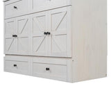 YOPTO Full Size Murphy Bed Chest,Folding Storage Wall Bed with Large Drawers,USB Ports & 2 Three-Prong Outlets,Hidden Cabinet Platform Bed W/Wood Slats Support,for Bedroom,Guest Room,Brushed White YOPTO