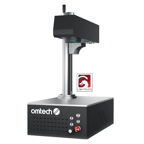 OMTech 30W Autofocus Fiber Laser Marking Machine with Lightburn, Fiber Laser Engraver for Metal Marking, 6" x 6" Workbed Fiber Laser Engraver Cutter with EzCad, 100,000 hr. Life,Metal Etching Machine OMTech