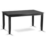 East West Furniture DUAS6-BLK-12 6 Piece Dinner Table Set Contain A Kitchen Table and a Dining Bench 4 Dark Gray Polyester Fabric Person Chairs with Stylish Back- Black Finish East West Furniture