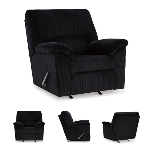 Signature Design by Ashley SimpleJoy Casual Rocker Recliner with Pillow-Top Armrest, Black