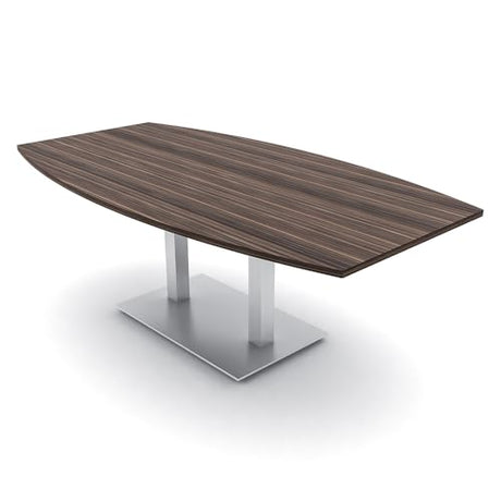 SKUTCHI DESIGNS INC. 7 Foot Boat Shaped Conference Table | Square Metal Base | Harmony Series | 6 Person Table | Natural Eucalyptus SKUTCHI DESIGNS INC.
