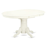 East West Furniture AVT-LWH-TP Avon Dining Room Table - an Oval kitchen Table Top with Butterfly Leaf & Pedestal Base, 42x60 Inch, Linen White East West Furniture