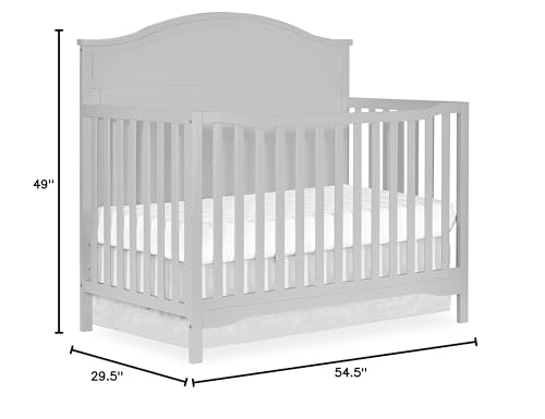 Dream On Me JPMA & Greenguard Gold Certified Grace 5 in 1 Convertible Crib Made with Sustainable New Zealand Pinewood in Pebble Grey, Non-Toxic Finish