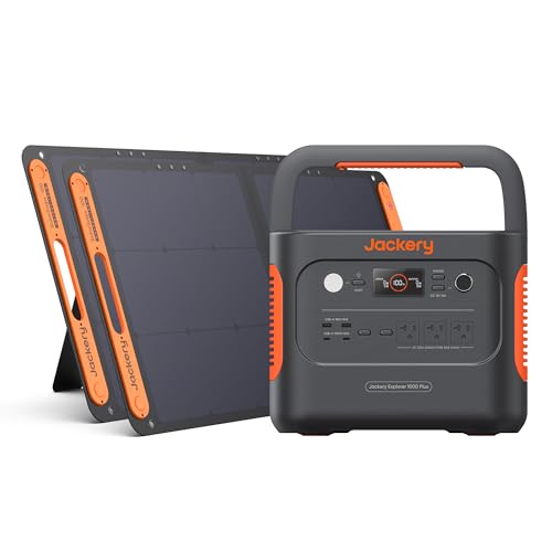 Jackery 1000 Plus Solar Generator, 1264Wh Portable Power Station with 2xSolarSaga 100W Solar Panels, 2000W Output Expandable Home Backup Power for Off-grid Living, Outdoor Camping and Exploration