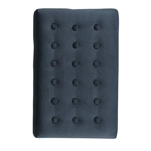 Homepop Home Decor | Upholstered Tufted Velvet Ottoman Bench | Ottoman Bench for Living Room & Bedroom, Blue, 24 x 16 x 17-1/2 inches high HomePop