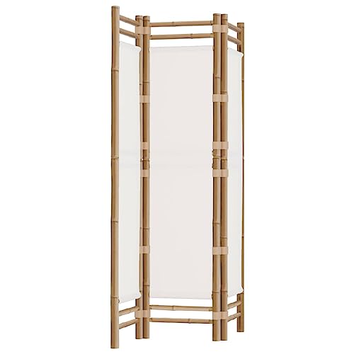 Gecheer Bamboo and Canvas Room Divider, 3-Panel Folding Screen for Space Partition, 47.2 Inches, Premium Material, Adjustable Height, Easy Installation for Home, Office, and Decorative Use Gecheer